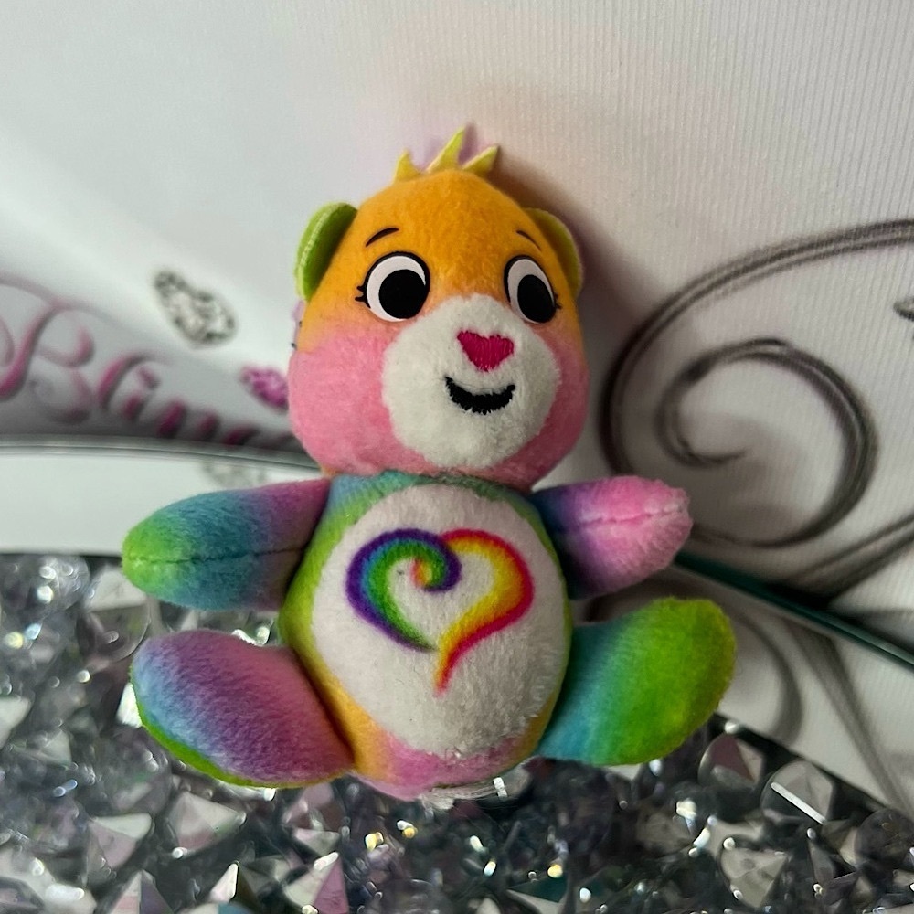 Carebear mini plush toy swirl tie dye Rainbow Plush Toy for Small Pets
